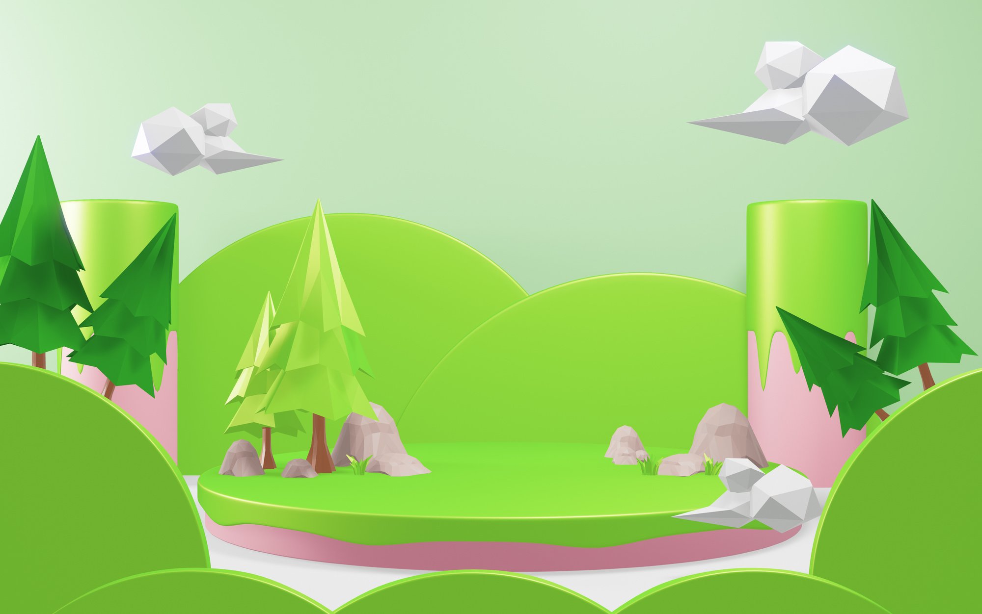 Cartoon Trees Low Poly Style 